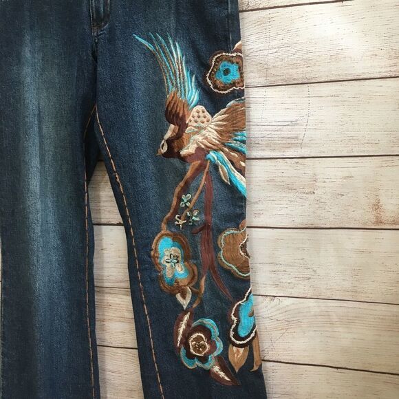 ANTHROPOLOGIE BASIL & MAUDE EMBROIDERED AND BEADED JEANS - Picture 4 of 10